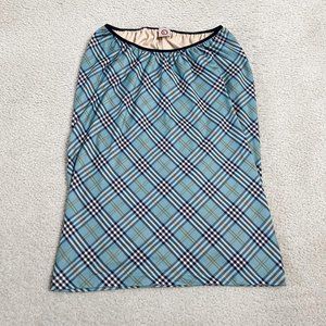 Vintage y2k preppy blue plaid midi skirt